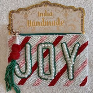 ❤️🔹️Wandering Moon 🔹️Made in India beaded Christmas “joy” pouch